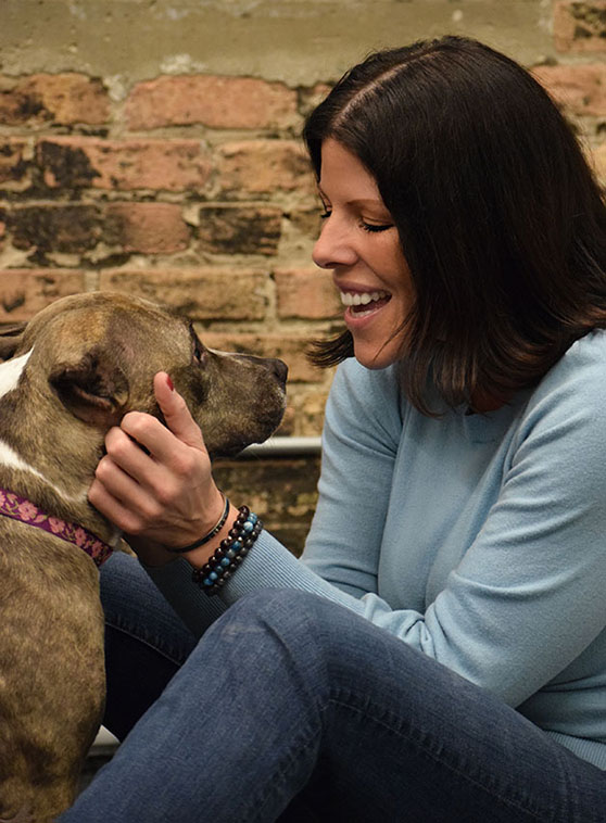 owner with dog portrait